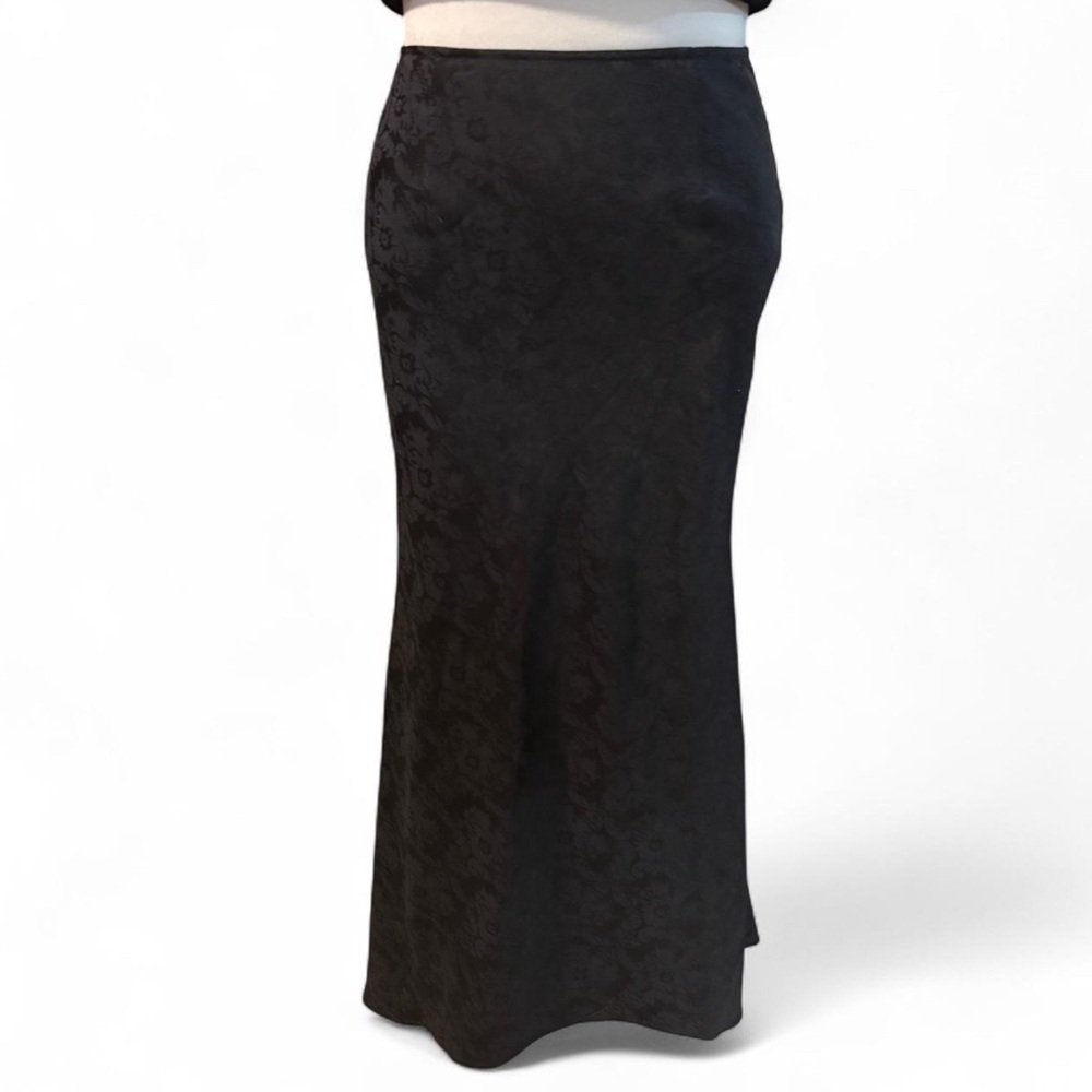 VTG y2k Sz 8 Jacquard Maxi Skirt Grunge Goth Slip Look Bias Cut Satin Whimsigoth - Picture 3 of 8